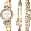 Anne Klein Women's Premium Crystal Accented Bangle Watch and Bracelet Set